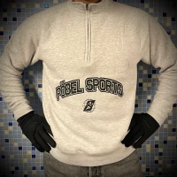 Pöbel Sports Zip Neck Front Logo Heather Grey Unisex